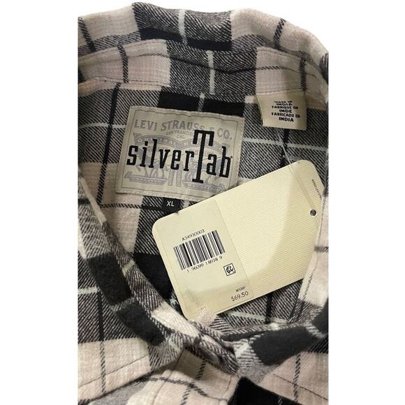 Levi’s Silver Tab Oversized Plaid Flannel Shirt Womens's Size X Large New - Picture 11 of 12